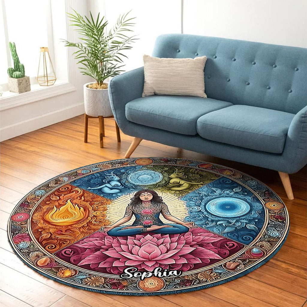 Meditation - Personalisierter runder Yogateppich