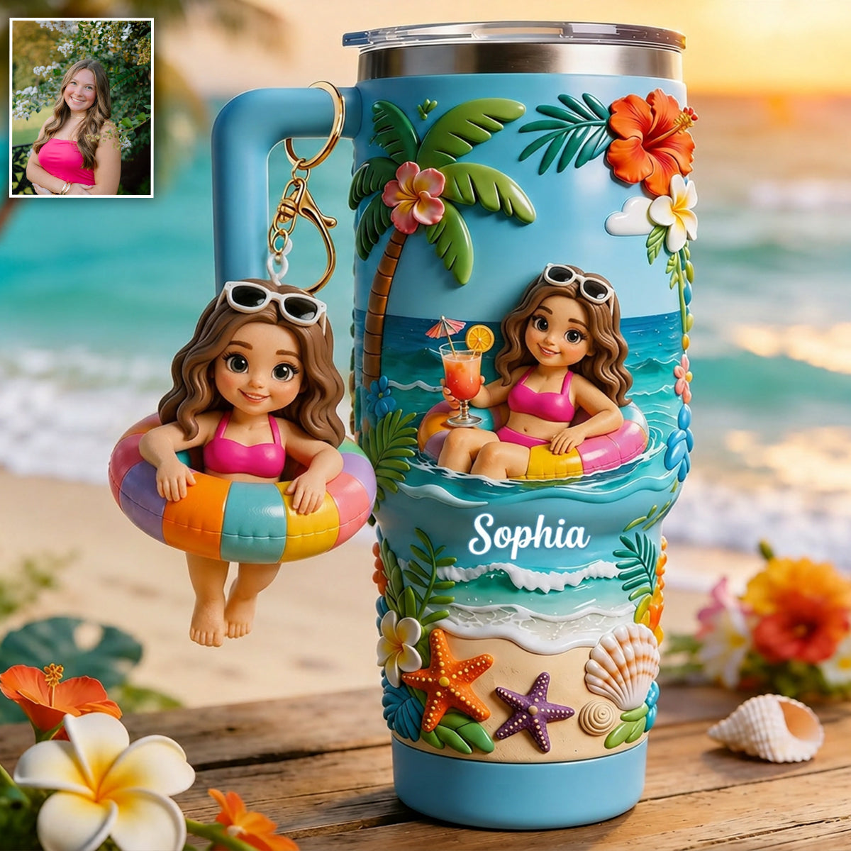 Personalisierter Tumbler für Meeresliebhaber - Sommer-Vibes