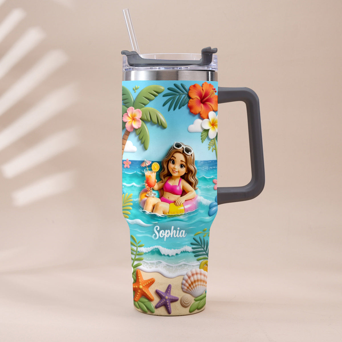 Personalisierter Tumbler für Meeresliebhaber - Sommer-Vibes