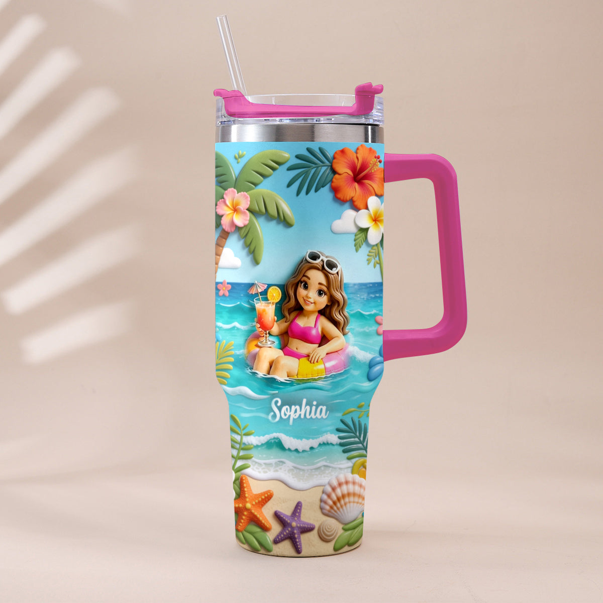 Personalisierter Tumbler für Meeresliebhaber - Sommer-Vibes