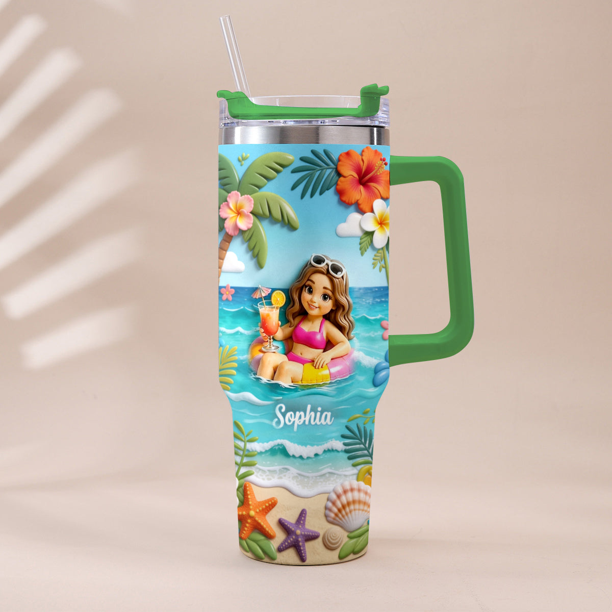 Personalisierter Tumbler für Meeresliebhaber - Sommer-Vibes