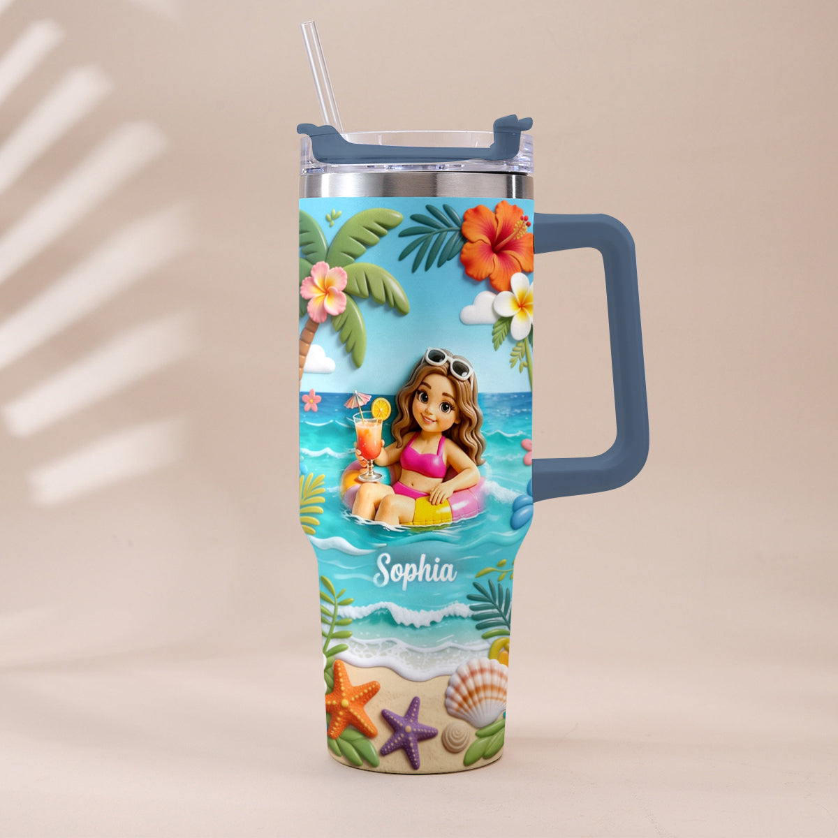 Personalisierter Tumbler für Meeresliebhaber - Sommer-Vibes