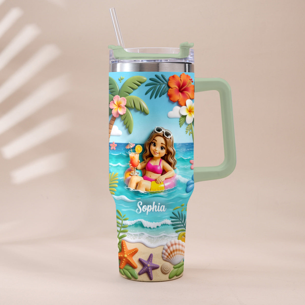 Personalisierter Tumbler für Meeresliebhaber - Sommer-Vibes