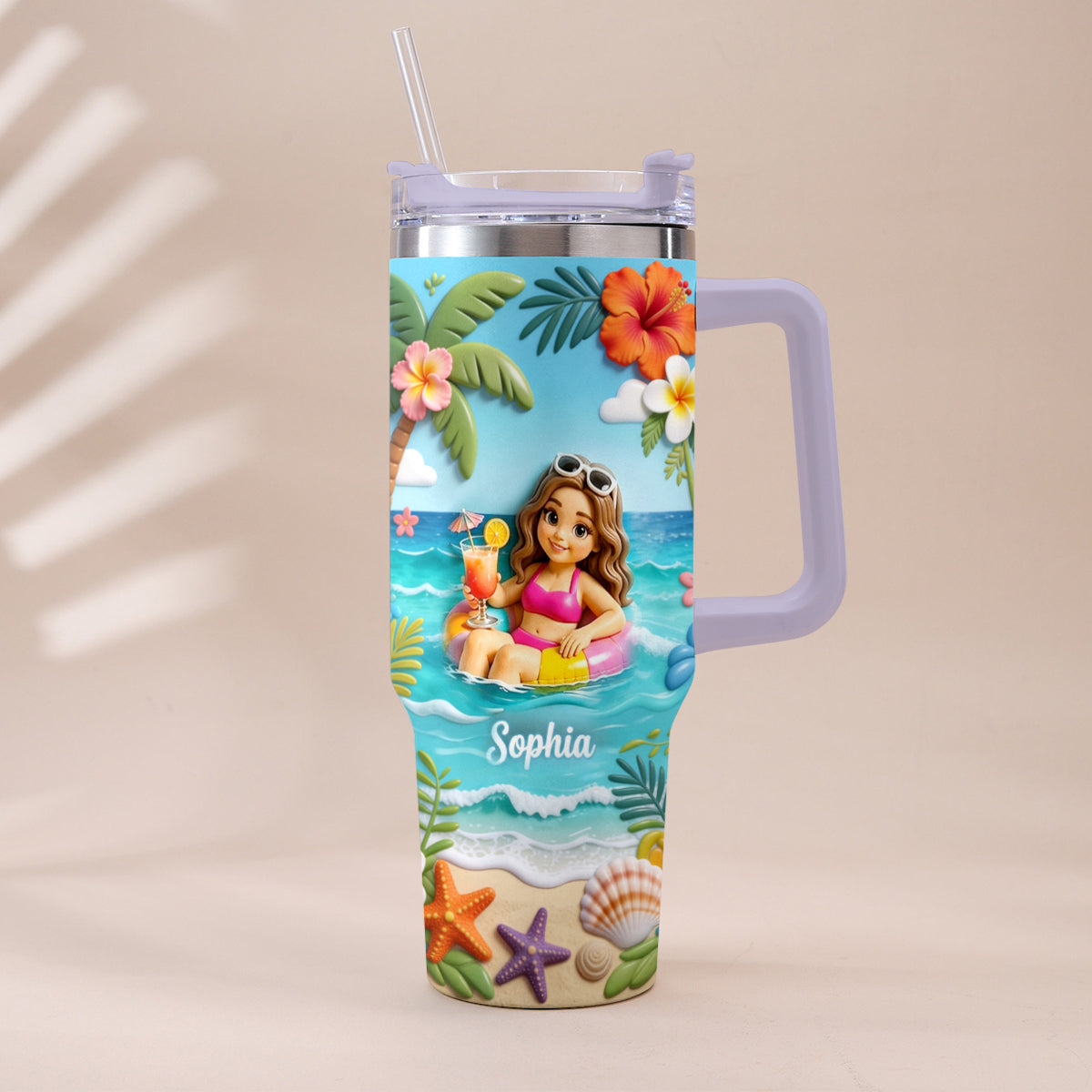 Personalisierter Tumbler für Meeresliebhaber - Sommer-Vibes