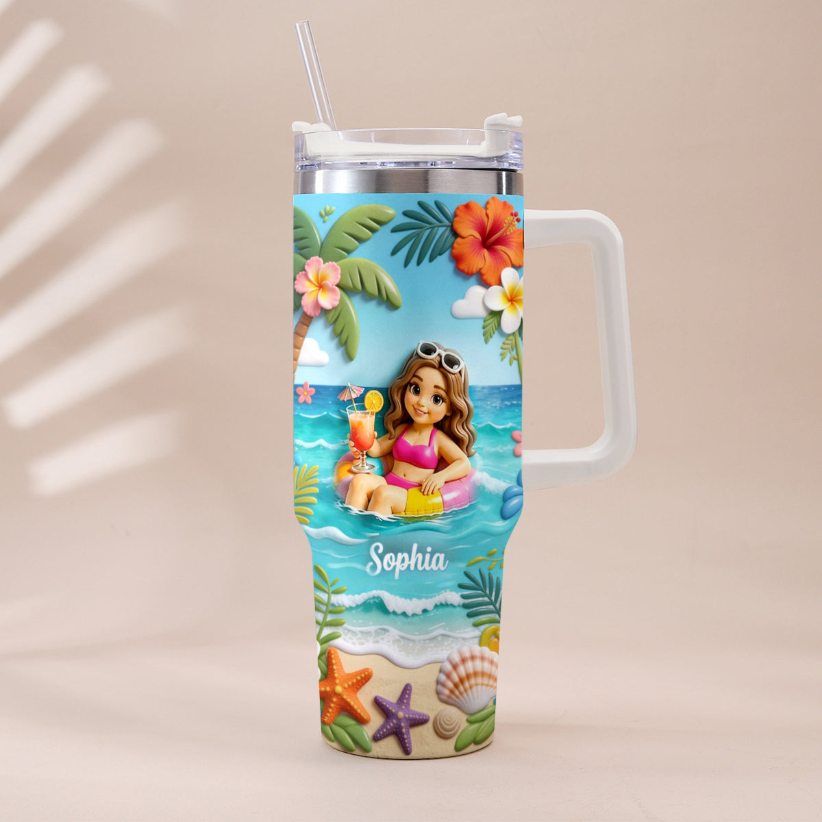 Personalisierter Tumbler für Meeresliebhaber - Sommer-Vibes