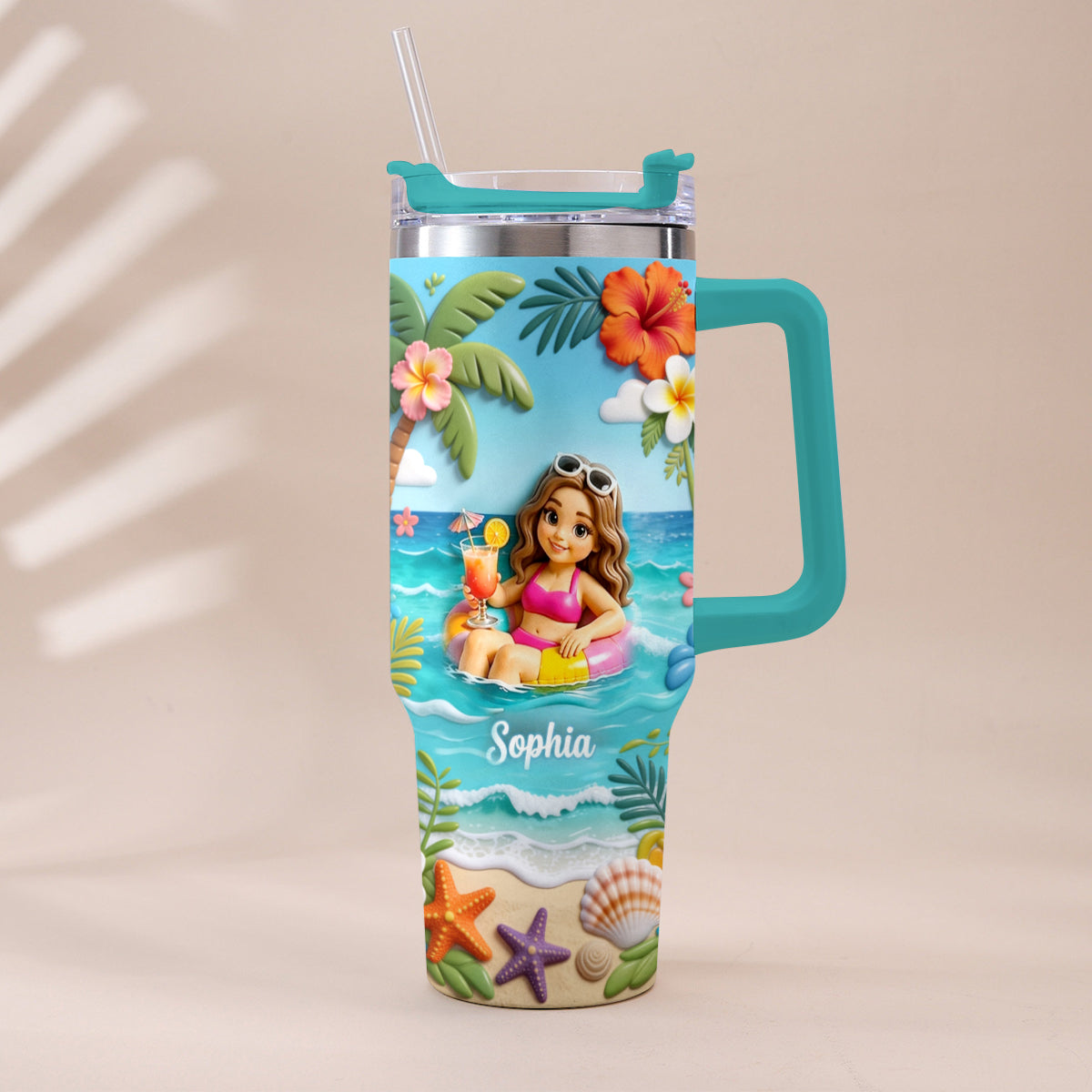 Personalisierter Tumbler für Meeresliebhaber - Sommer-Vibes