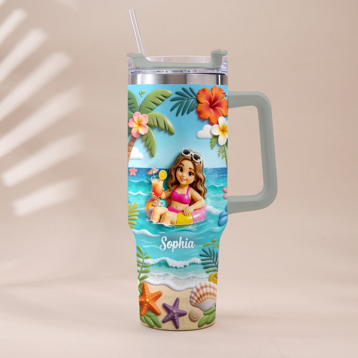 Personalisierter Tumbler für Meeresliebhaber - Sommer-Vibes
