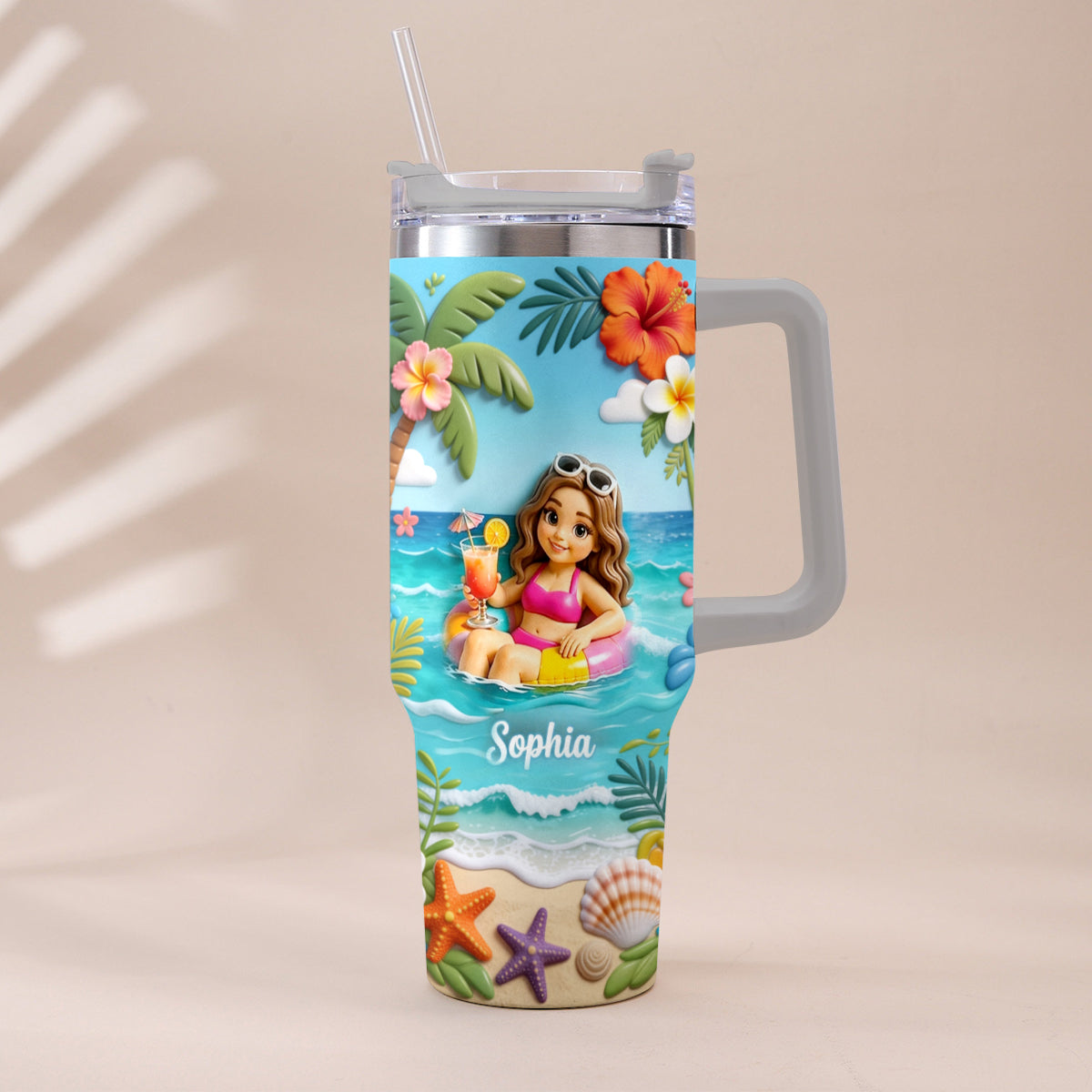 Personalisierter Tumbler für Meeresliebhaber - Sommer-Vibes
