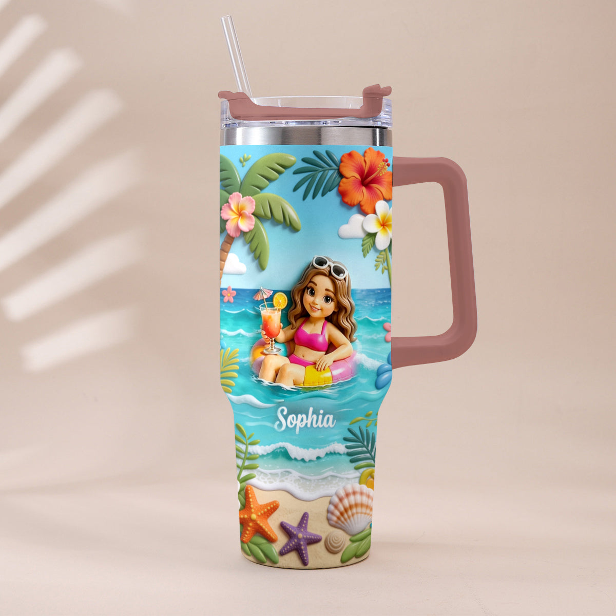 Personalisierter Tumbler für Meeresliebhaber - Sommer-Vibes