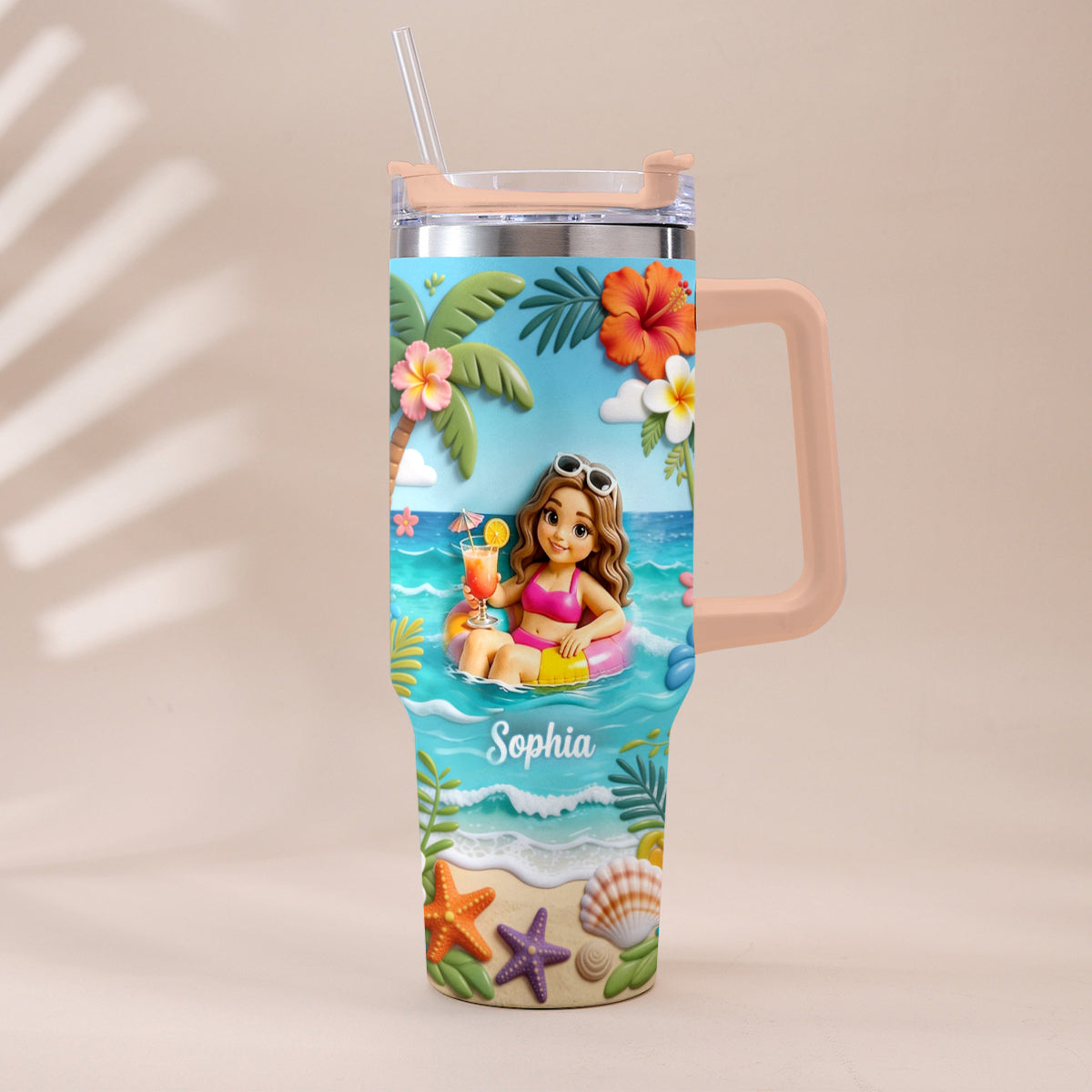 Personalisierter Tumbler für Meeresliebhaber - Sommer-Vibes