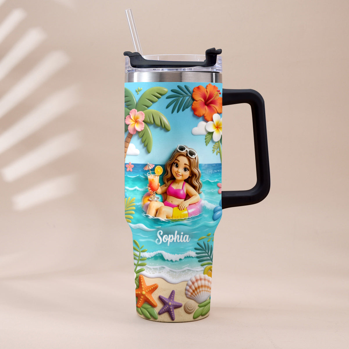 Personalisierter Tumbler für Meeresliebhaber - Sommer-Vibes