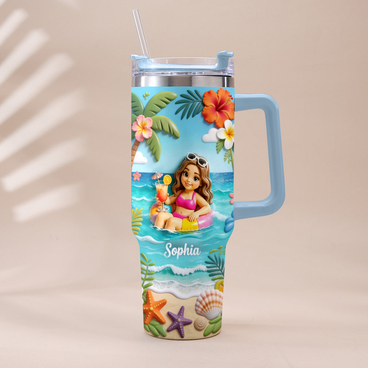 Personalisierter Tumbler für Meeresliebhaber - Sommer-Vibes