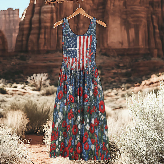 Rot, Weiß und Wild – Personalisiertes ärmelloses Kleid zum Unabhängigkeitstag/4. Juli