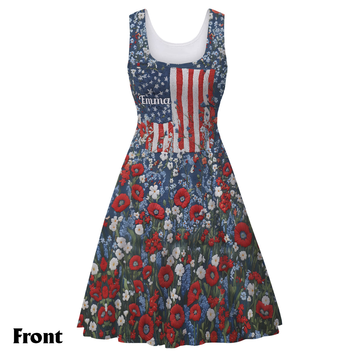 Robe sans manches personnalisée rouge, blanche et sauvage pour la fête de l'Indépendance/le 4 juillet