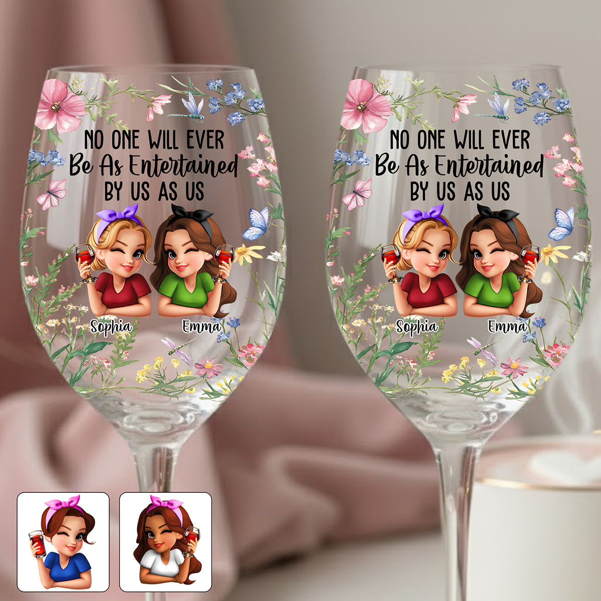 Personne ne s'amusera jamais autant avec nous que nous, ma meilleure amie ! – Verre à vin personnalisé « Meilleure amie » à longue tige