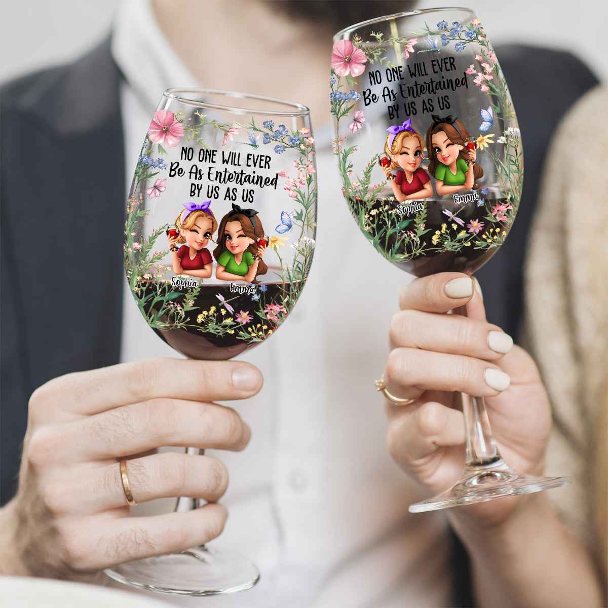 Personne ne s'amusera jamais autant avec nous que nous, ma meilleure amie ! – Verre à vin personnalisé « Meilleure amie » à longue tige