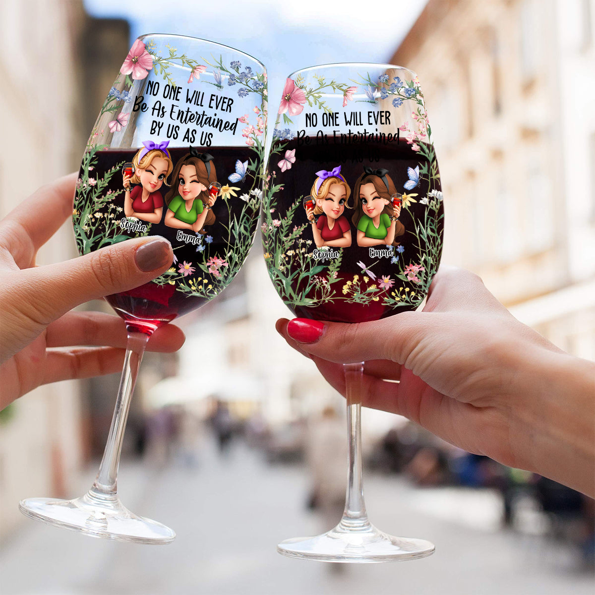 Personne ne s'amusera jamais autant avec nous que nous, ma meilleure amie ! – Verre à vin personnalisé « Meilleure amie » à longue tige