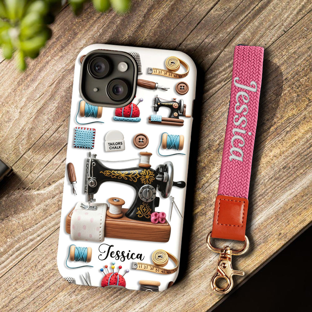Superbe machine à coudre - Coque de téléphone personnalisée avec impression intégrale sur le thème de la couture