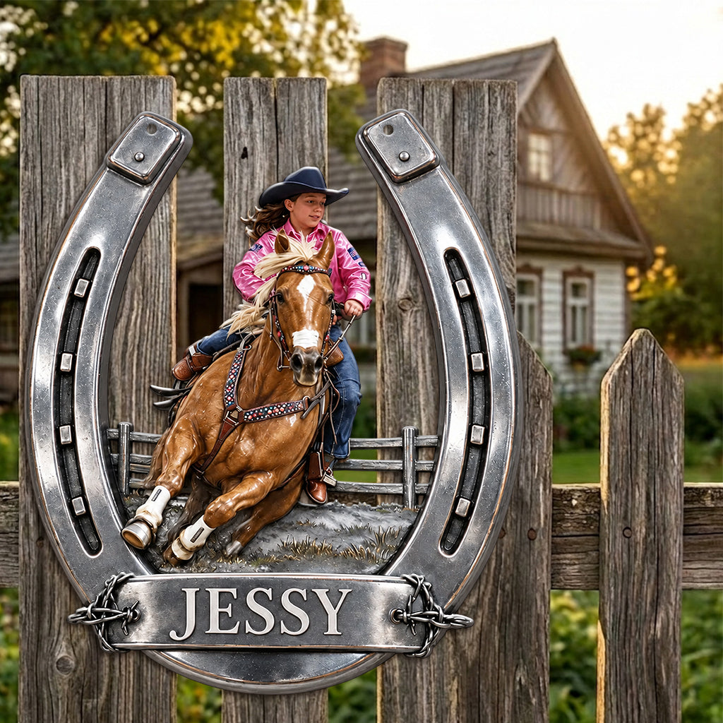 Custom Any Photo, Horse Riding - Personalized Horse 3D Printed Cut Metal Sign