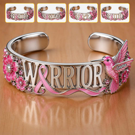 Breast Cancer Awareness - Personalized Breast Cancer Awareness Shaped Cuff Bracelet