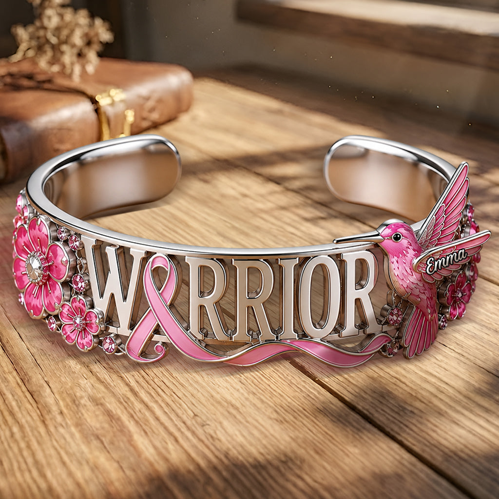 Breast Cancer Awareness - Personalized Breast Cancer Awareness Shaped Cuff Bracelet