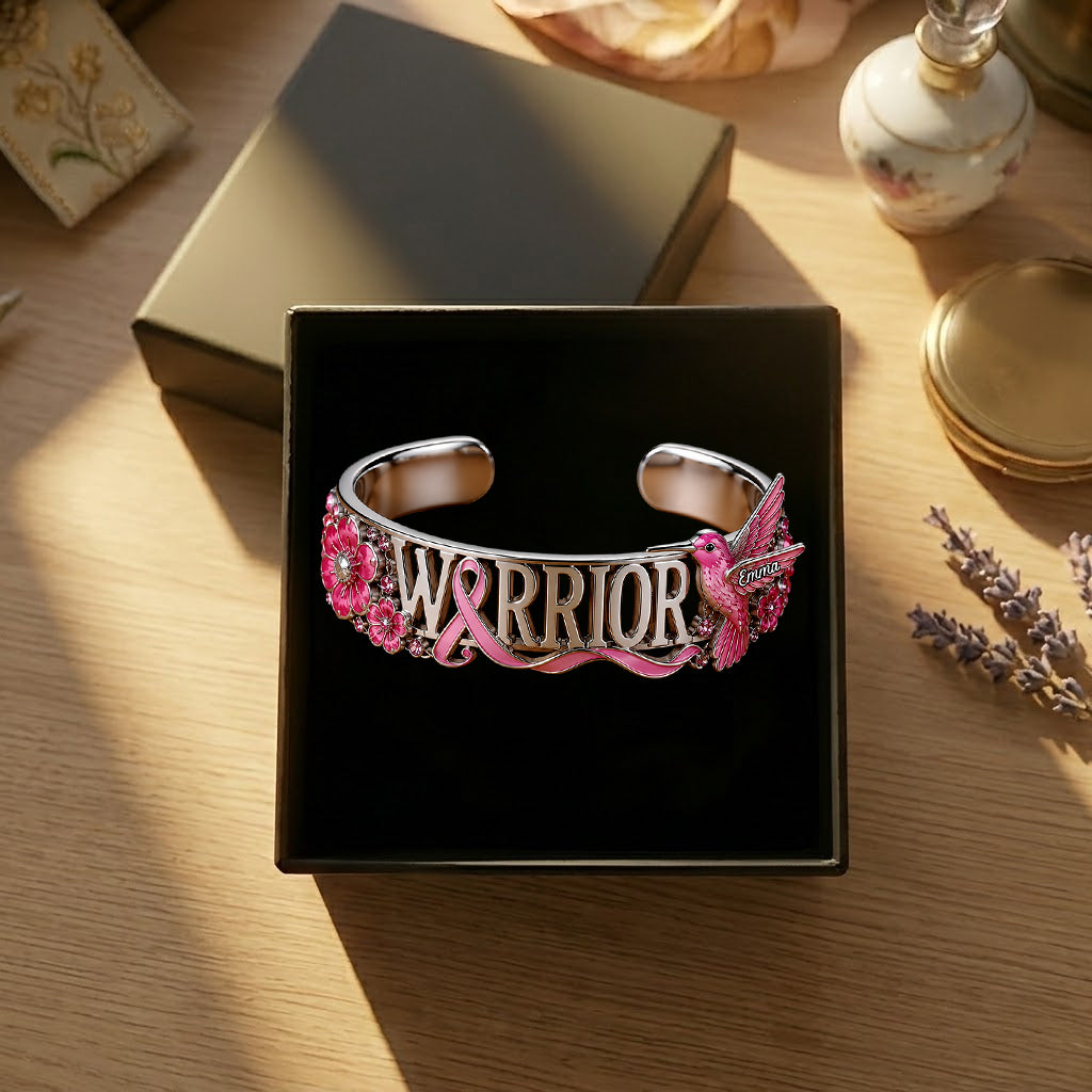 Breast Cancer Awareness - Personalized Breast Cancer Awareness Shaped Cuff Bracelet
