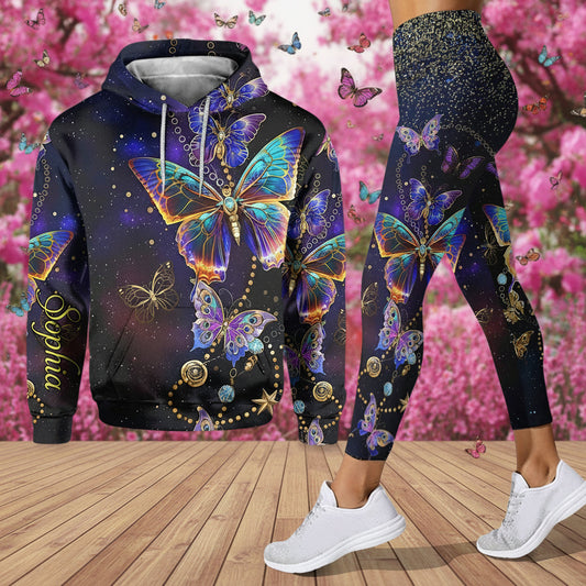 Wunderschöner Schmetterling – Personalisierter Schmetterlings-Hoodie und Leggings