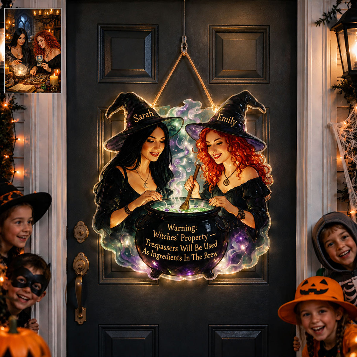 Warnende Hexen-Eigenschaft - Personalisierte Hexen-LED-Licht-Acrylschild