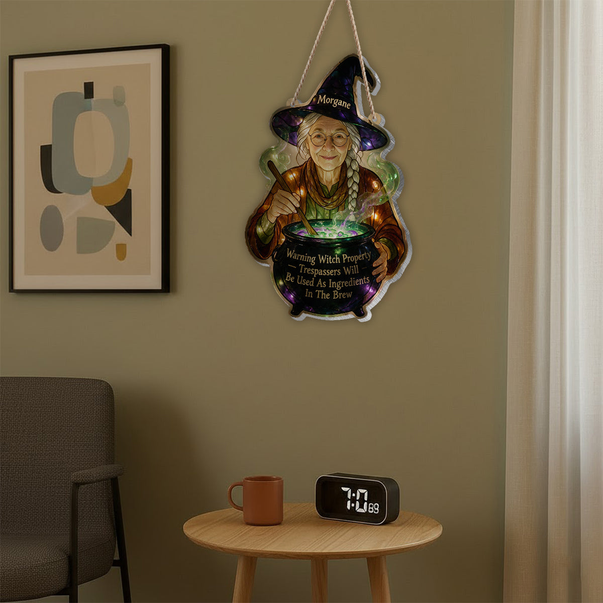 Warnende Hexen-Eigenschaft - Personalisierte Hexen-LED-Licht-Acrylschild