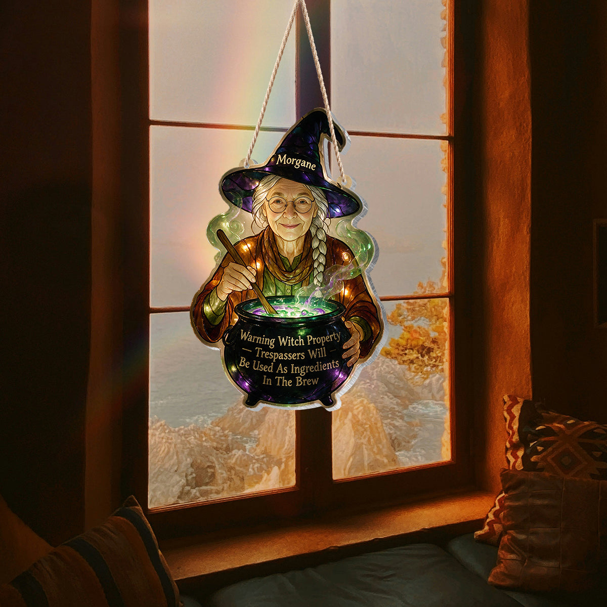 Warnende Hexen-Eigenschaft - Personalisierte Hexen-LED-Licht-Acrylschild