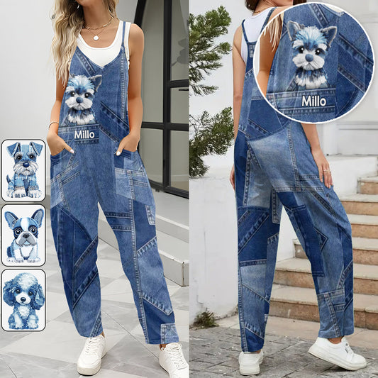 Love My Dog - Personalized Dog Loose-Fit Overalls/ Rompers