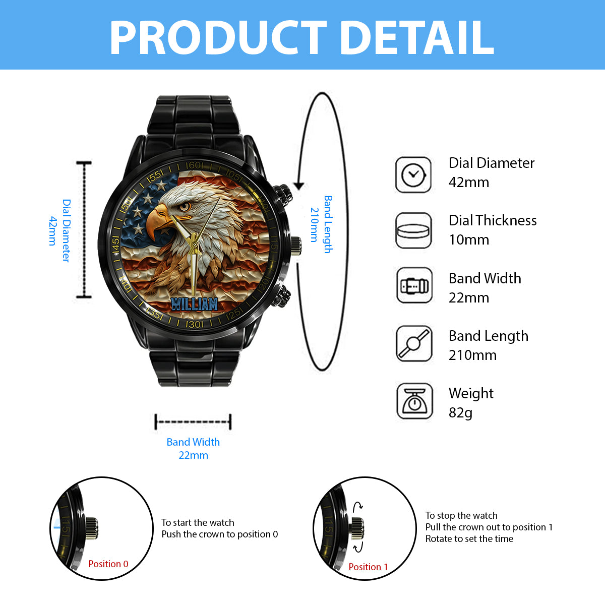 Strong Eagle – Personalisierte Weißkopfseeadler-Handuhr