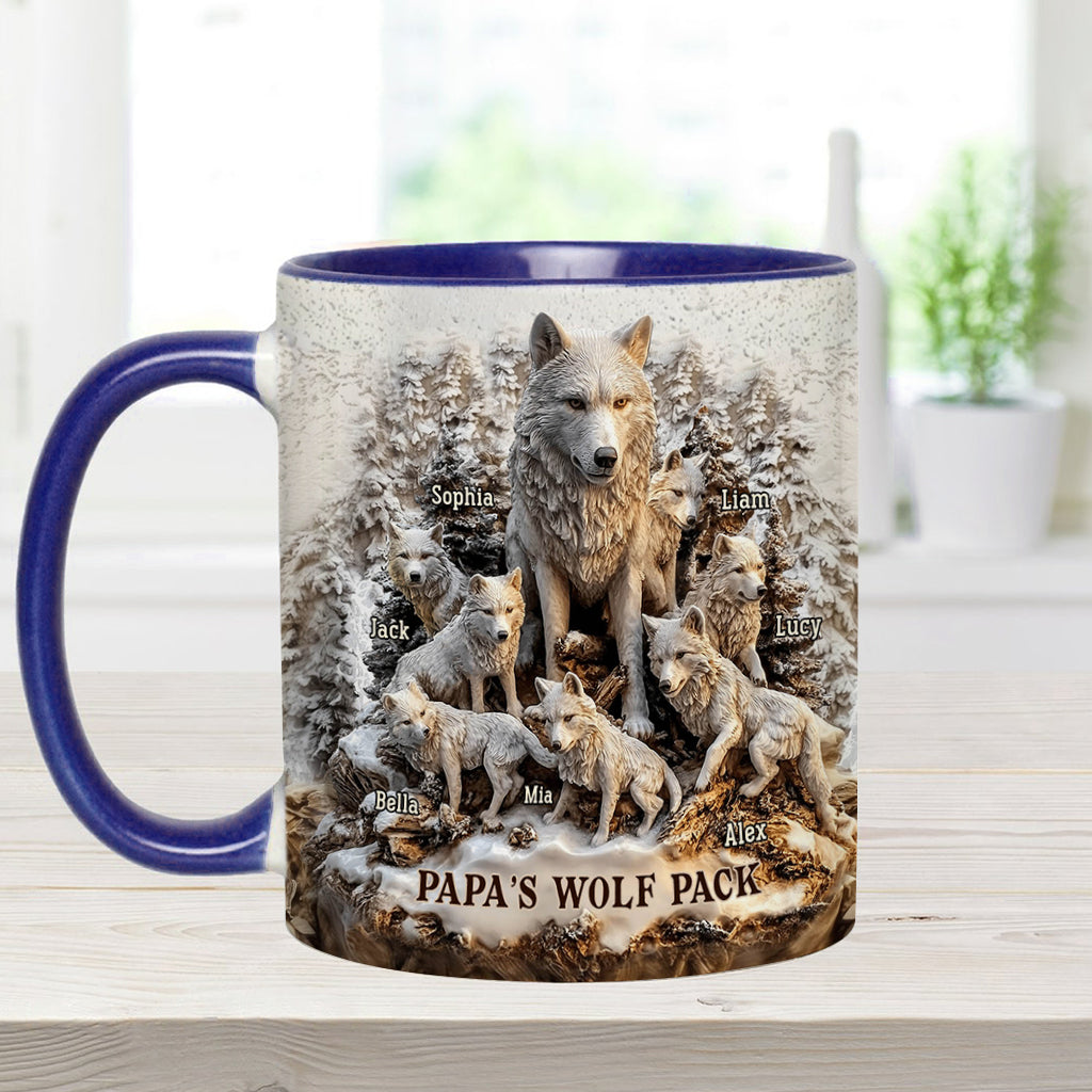 Papa's Wolf Pack - Personalized Father Accent Mug