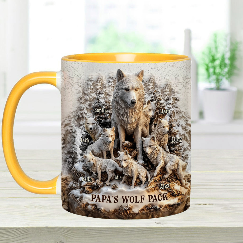 Papa's Wolf Pack - Personalized Father Accent Mug