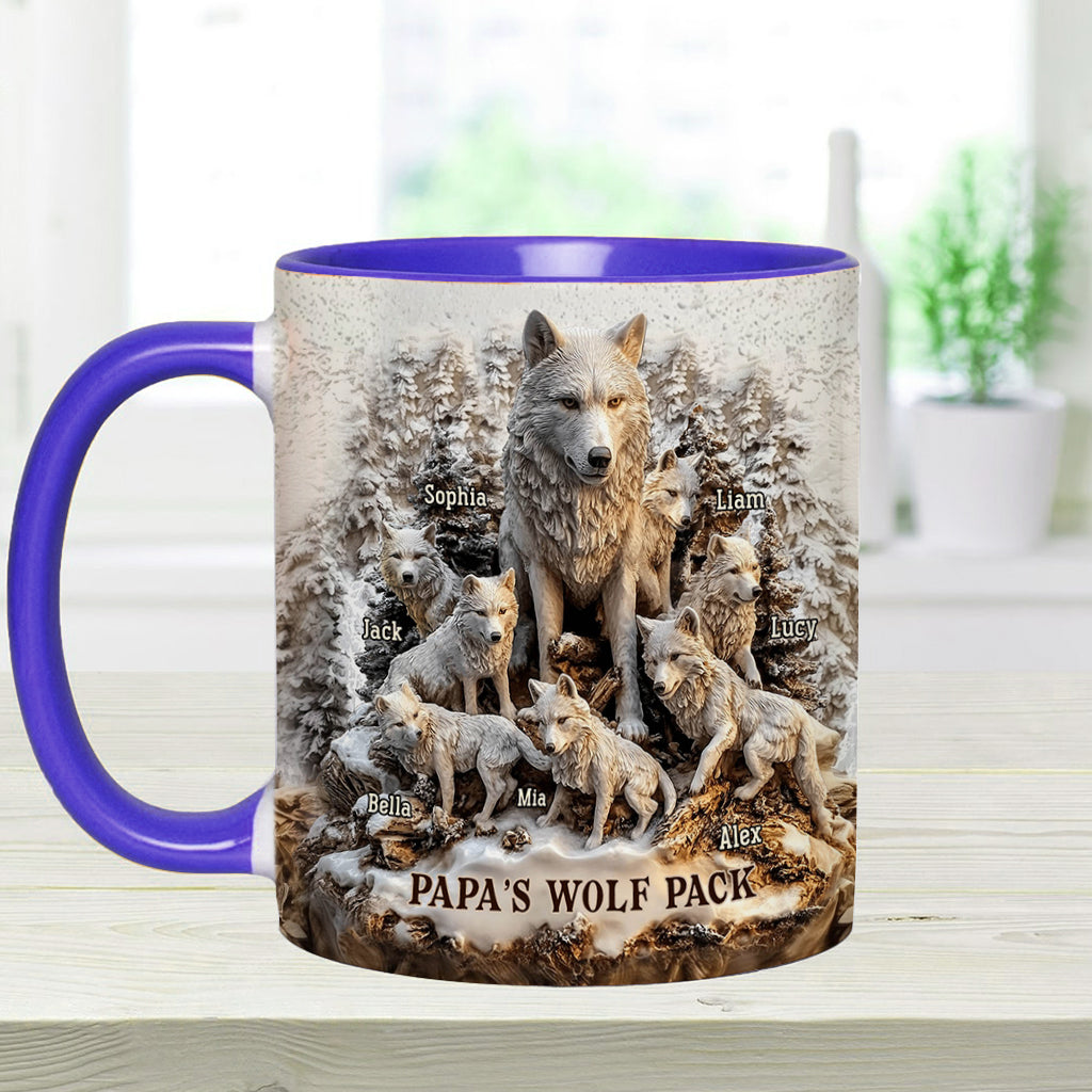 Papa's Wolf Pack - Personalized Father Accent Mug