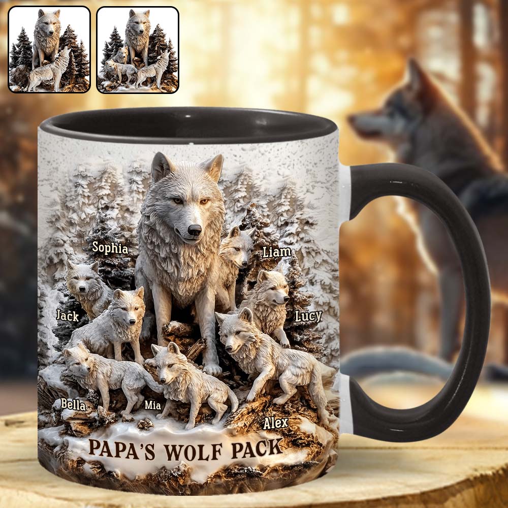 Papa's Wolf Pack - Personalized Father Accent Mug