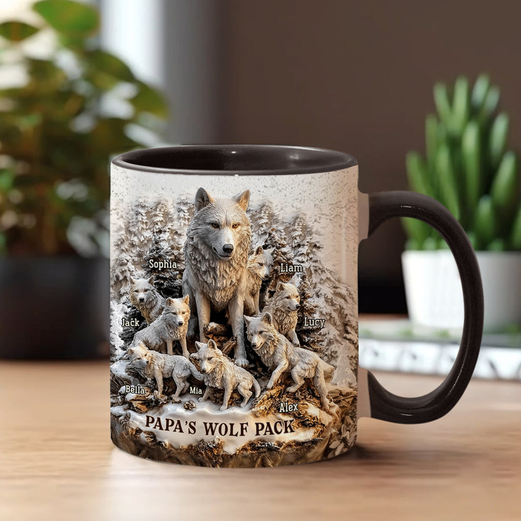 Papa's Wolf Pack - Personalized Father Accent Mug