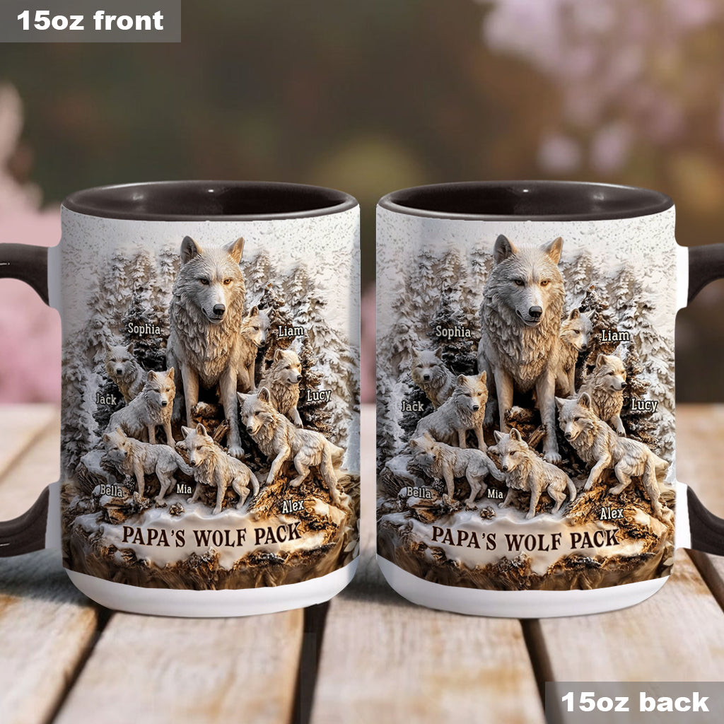 Papa's Wolf Pack - Personalized Father Accent Mug
