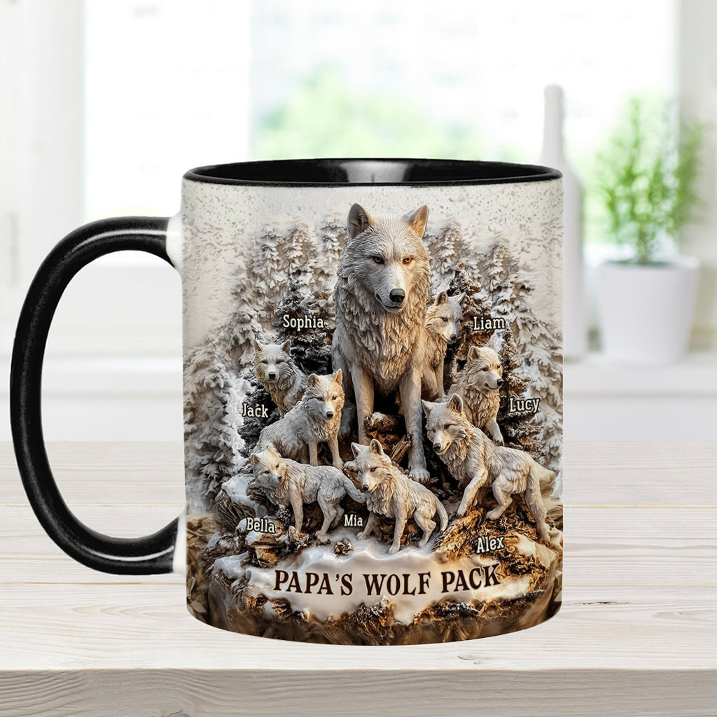 Papa's Wolf Pack - Personalized Father Accent Mug