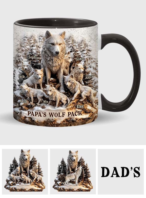 Papa's Wolf Pack - Personalized Father Accent Mug