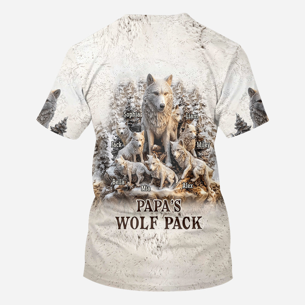Papa Wolf Pack - Personalized Father All Over Shirt