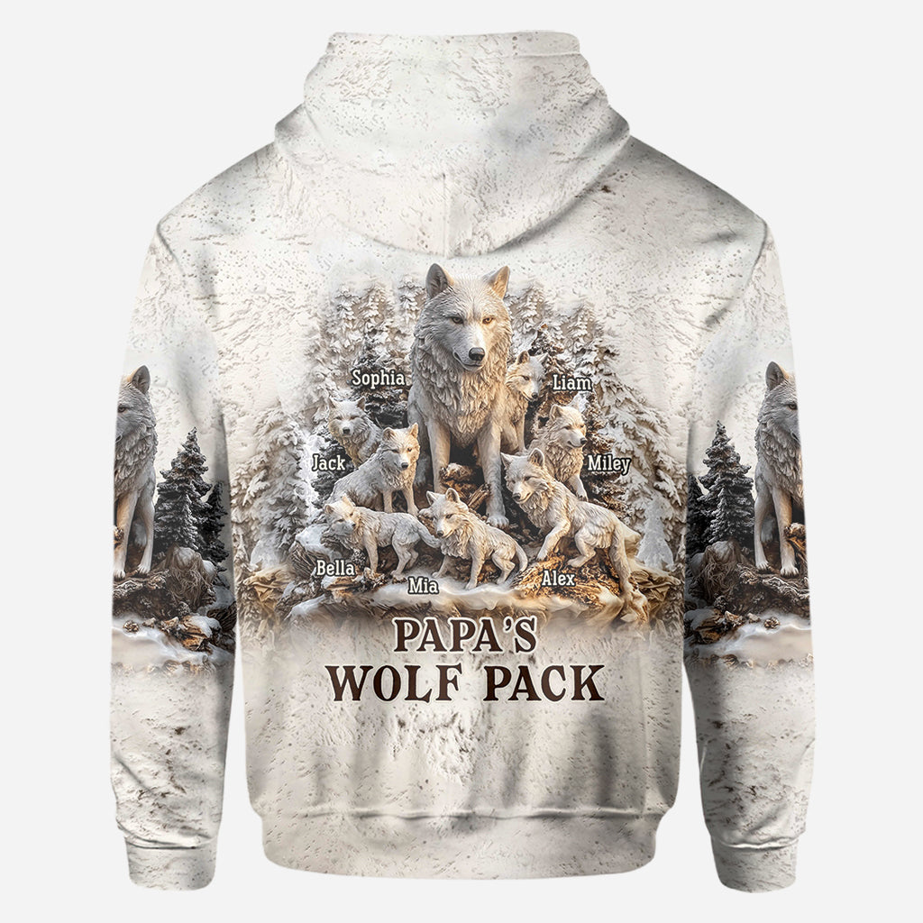 Papa Wolf Pack - Personalized Father All Over Shirt