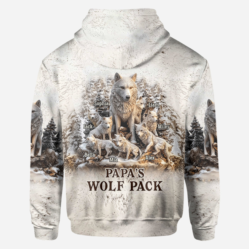 Papa Wolf Pack - Personalized Father All Over Shirt