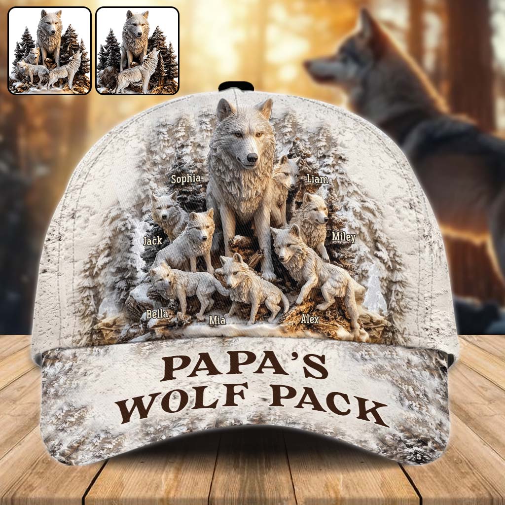 Papa Wolf Pack - Personalized Father Classic Cap