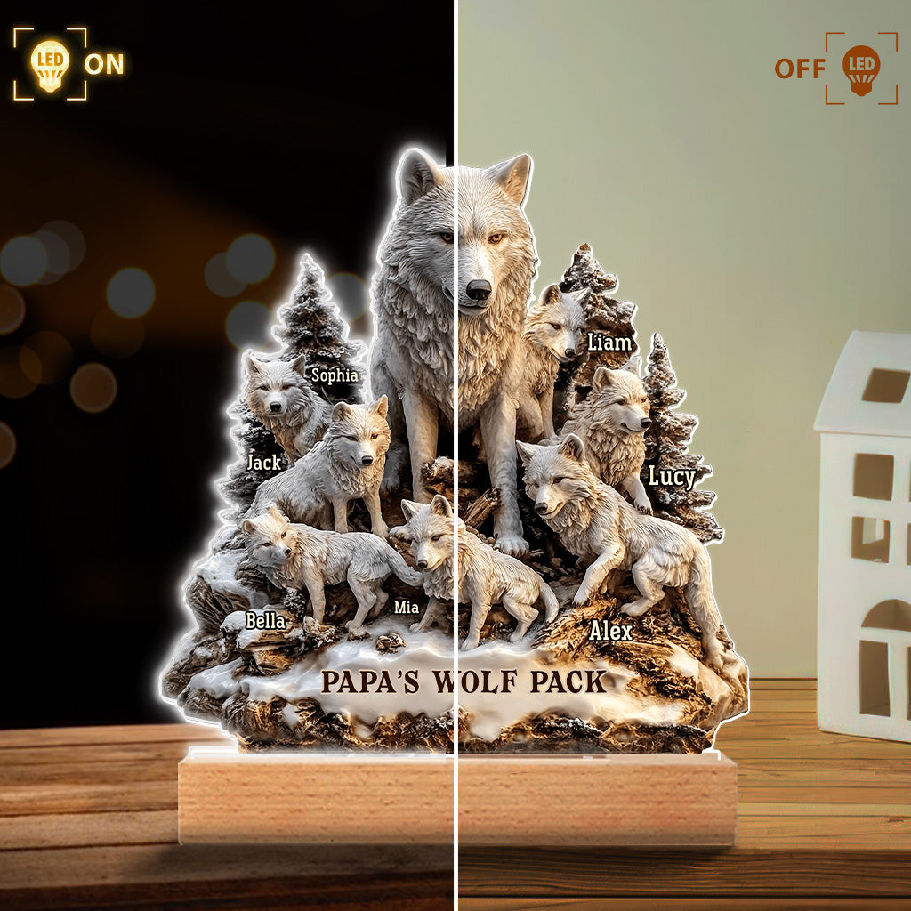 Papa's Wolf - Personalized Father Custom Shaped Acrylic Plaque