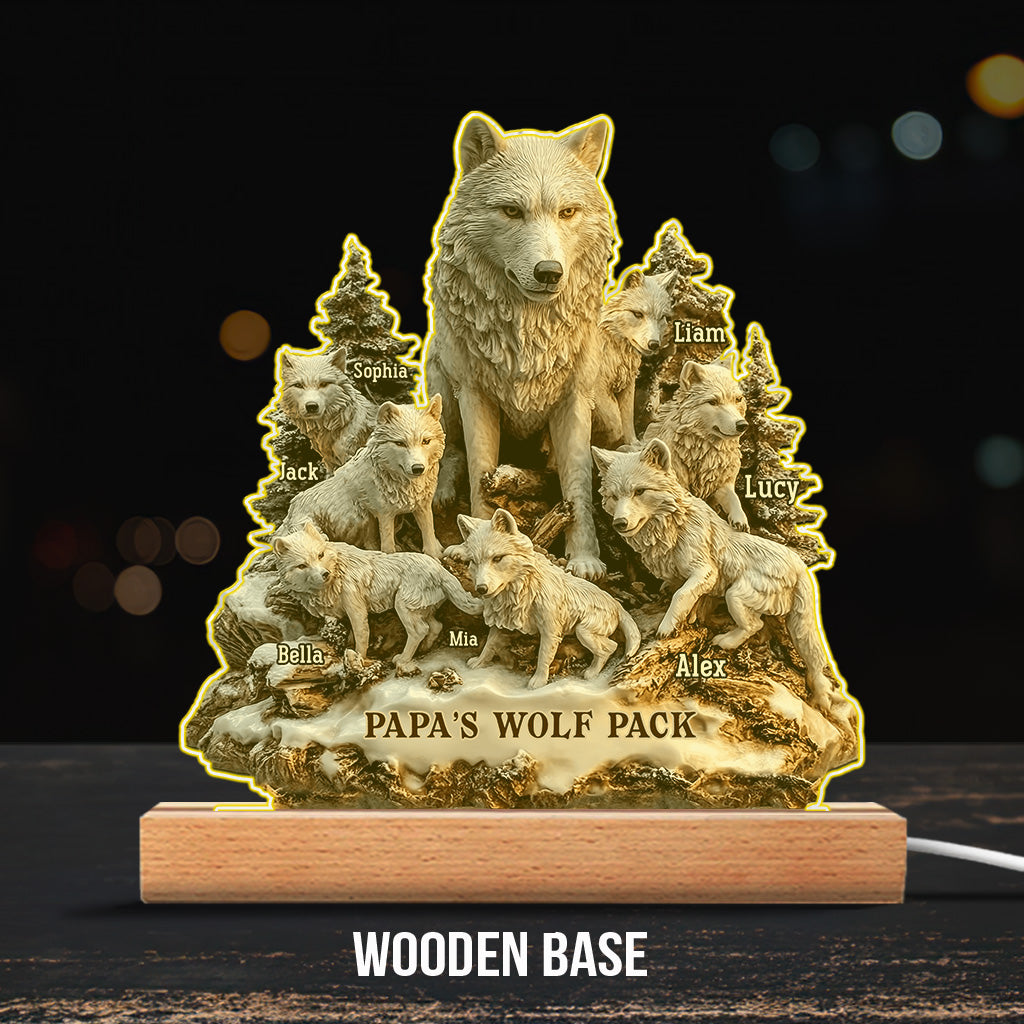 Papa's Wolf - Personalized Father Custom Shaped Acrylic Plaque