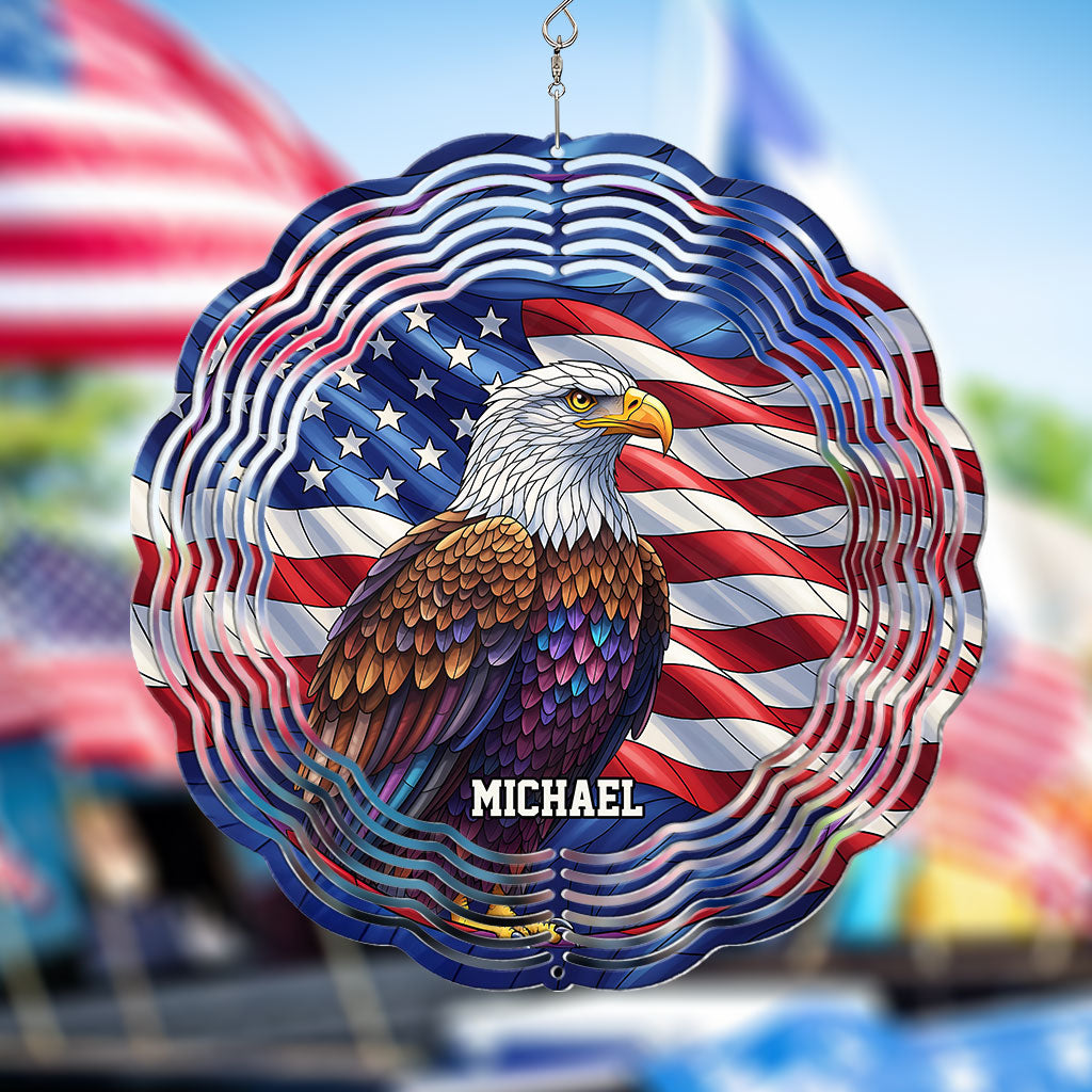 Patriotischer Adler – Personalisierter Weißkopfseeadler-Windspinner