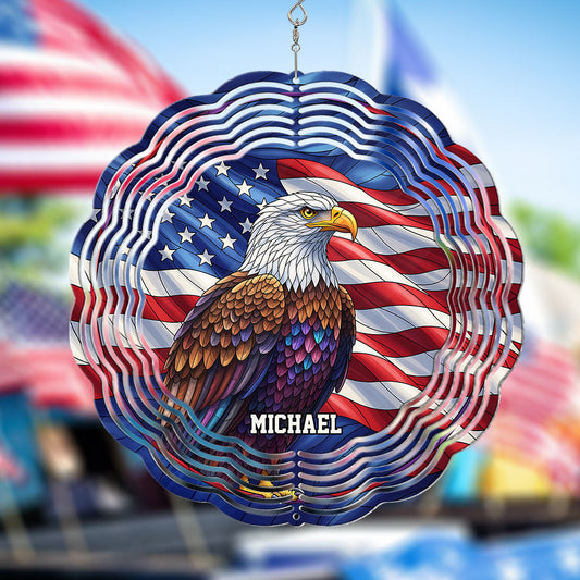 Patriotischer Adler – Personalisierter Weißkopfseeadler-Windspinner