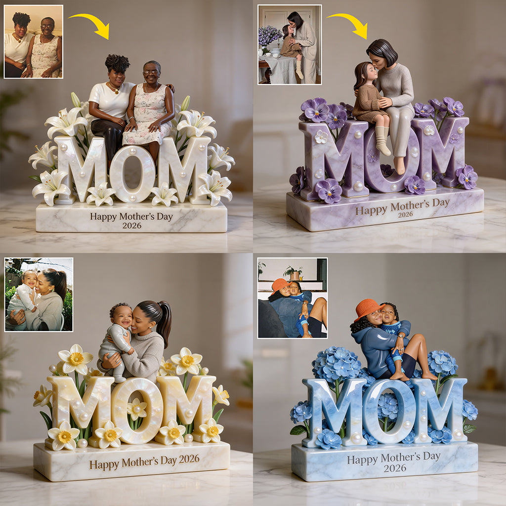 Individuelles Muttertagsgeschenk für Mama/Oma, personalisierte Acrylplakette in Wunschform mit Blumenmotiv