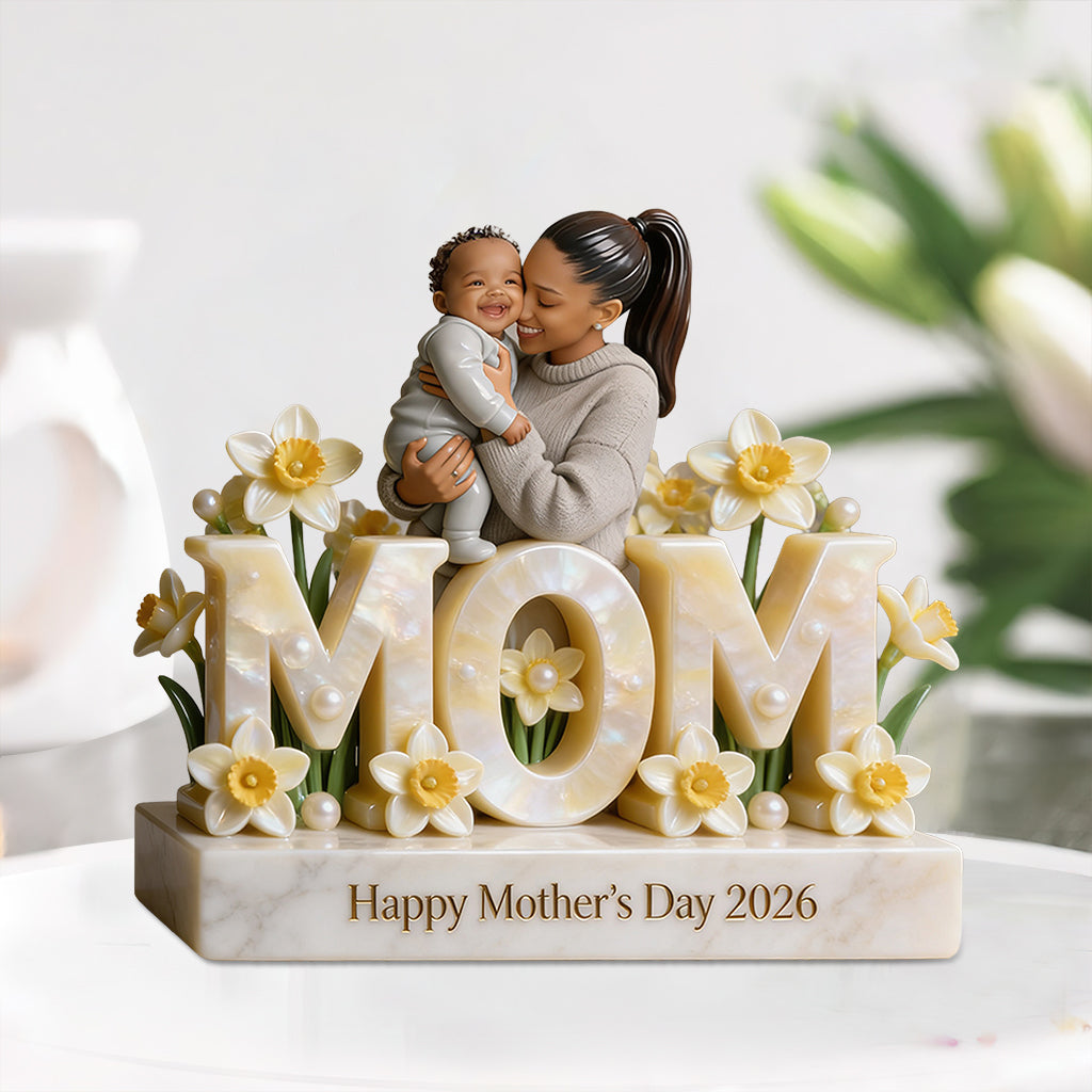 Individuelles Muttertagsgeschenk für Mama/Oma, personalisierte Acrylplakette in Wunschform mit Blumenmotiv